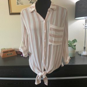 Tie Front Top Stitch Fix pink and white stripes